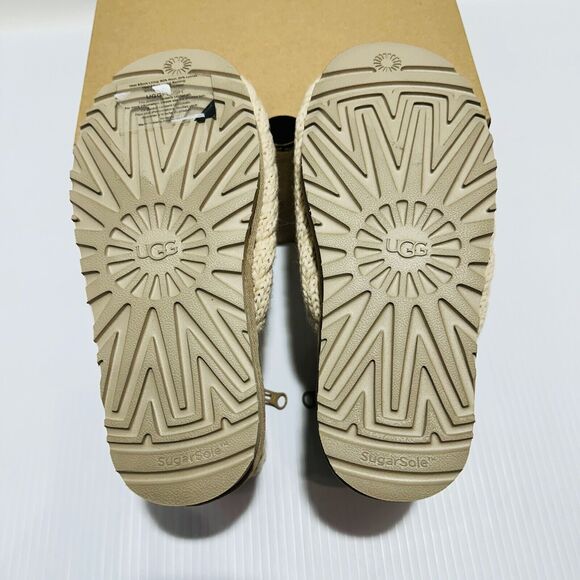 UGG Classic Mini Women's US 6 Ankle Boots Beige Chunky Knit Side Zip NIB $180 - Picture 11 of 14